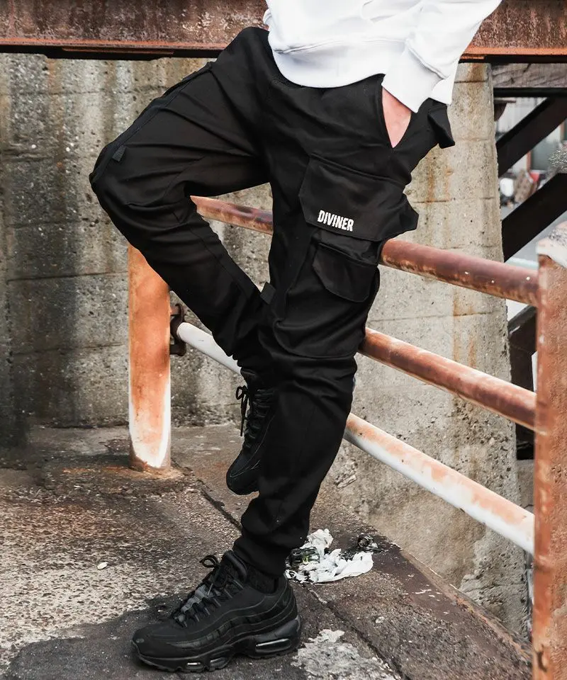 海外限定】 ジョガーパンツ L スポーティー サイドデザイン 黒 メンズ 韓国
