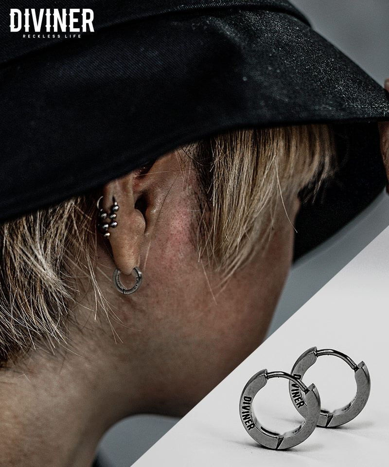 【OWN ROOTS】Logo Hoop Earrings/ピアス