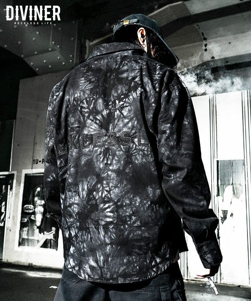 ムラ染め加工長袖シャツ