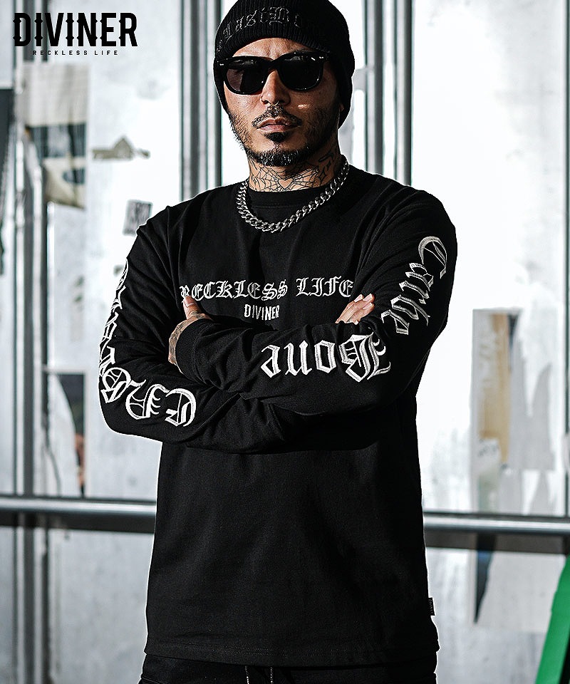 【BLACK LETTER】Determination Embroidery L/TEE