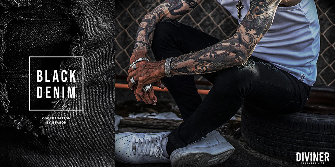 ブラックデニムでメンズコーデ クールな着こなし季節別26選とコーデ法