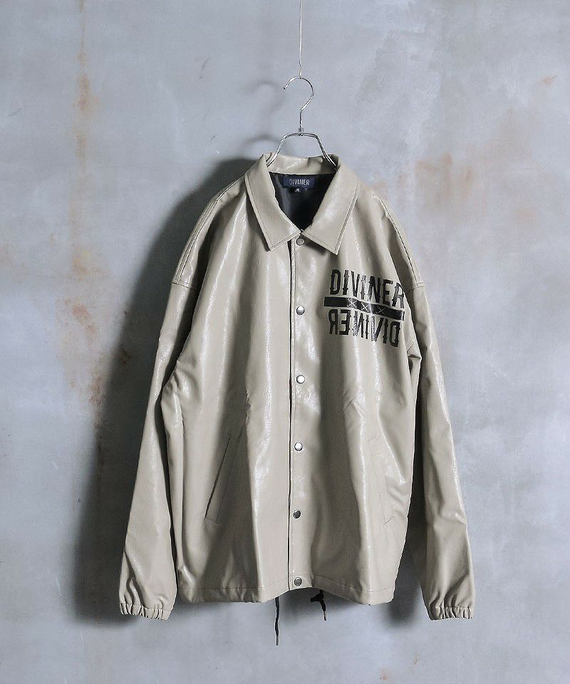DIVINER PUレザー コーチングジャケット M 黒　美品✨ DIVINER PUレザー コーチングジャケット M 黒 美品✨