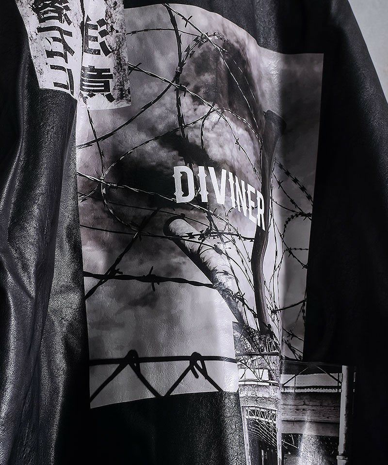 DIVINER PUレザー コーチングジャケット M 黒　美品✨ DIVINER ディバイナー PUコーチジャケット