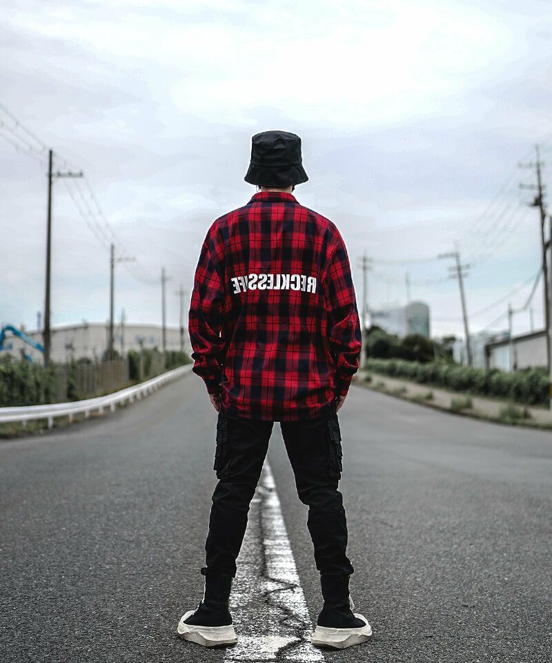 好評低価】 DIVINER ディバイナー Reverse Plaid シャツ 赤チェック M