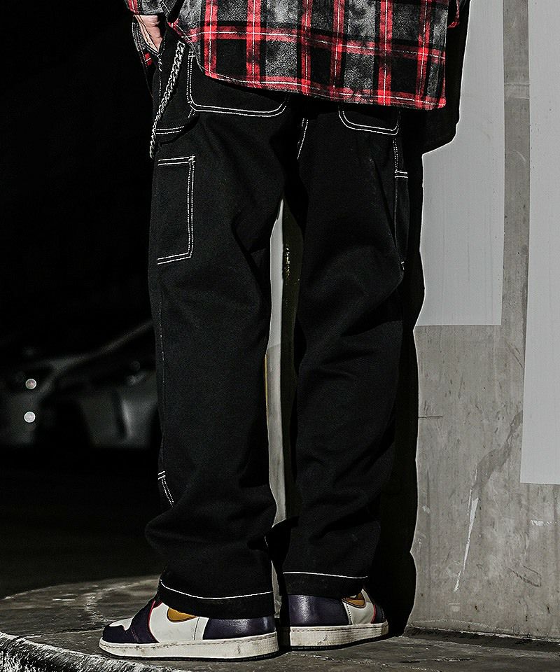 パンツ・ボトムスその他 MOUND SLIM DENIM PANTS BLACK D.HYGEN - Bum Flap Damaged Denim Drop Crotch Slim Pants