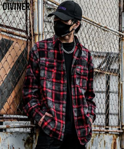 Pasting Logo Plaid Shirt（レッド） レビュー | 【公式DIVINER