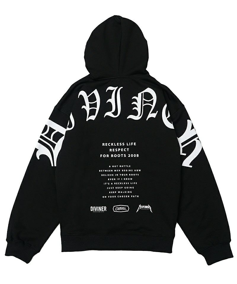 BlackLetter】Straddled Logo Hoodie(ブラック/ホワイト)