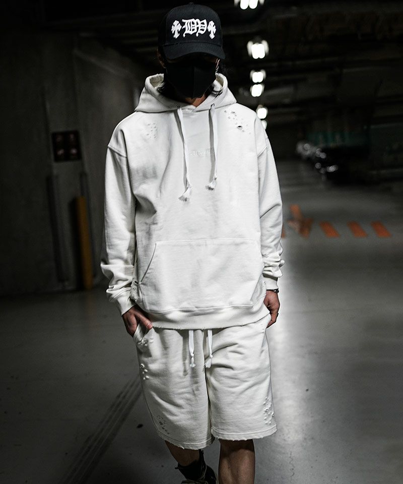 DIVINER ディバイナーDirty Embroidery Hoodie白M