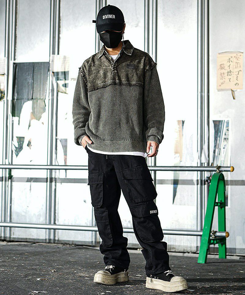 ヴィンテージニット×重厚カーゴ！質感のコントラストで魅せるHIPHOPコーデ