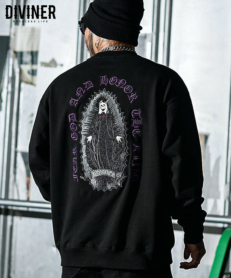 BLACK LETTER】Grim Reaper Sweat Shirt(ブラック/パープル) トップス